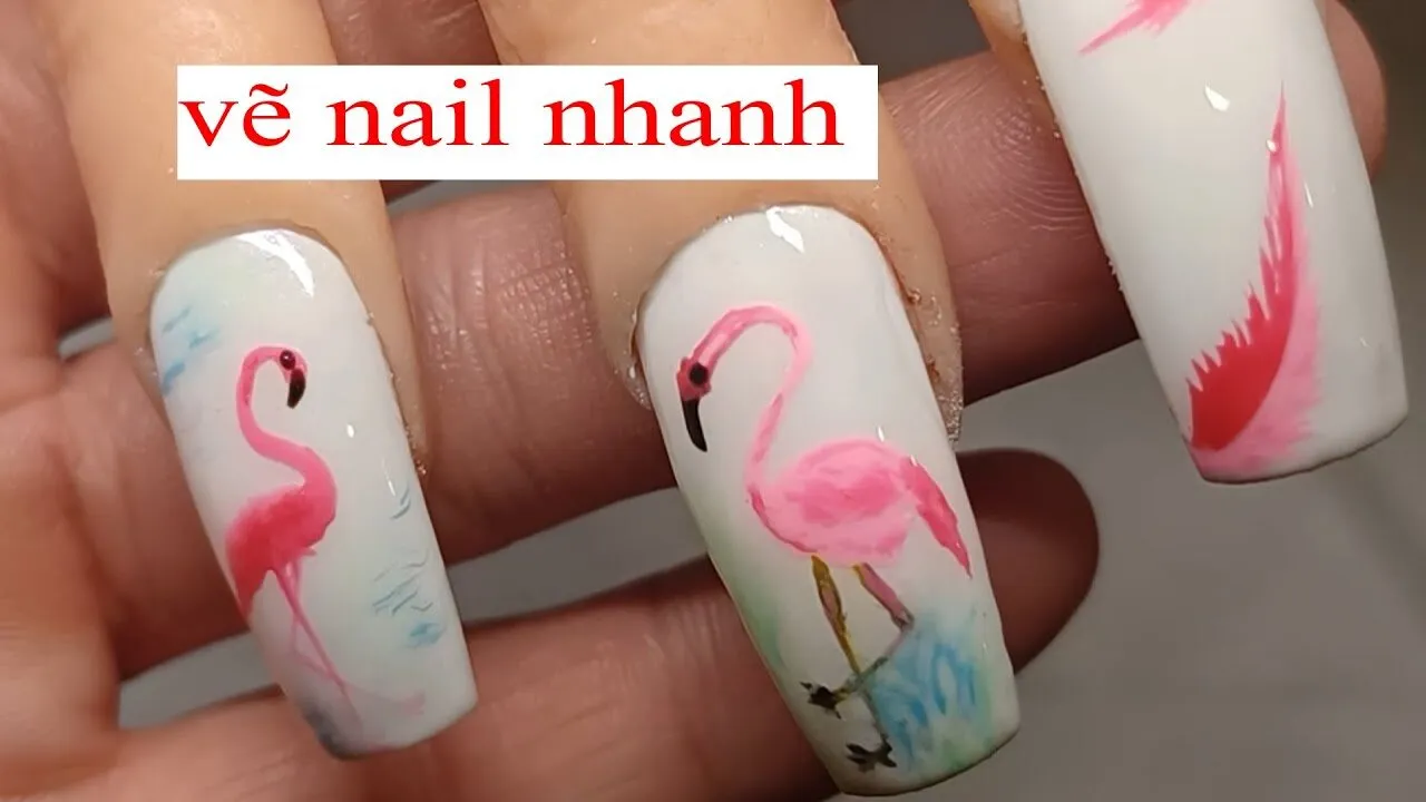 10 Mẫu Nail Chim Hồng Hạc Đẹp Bạn Nên Thử